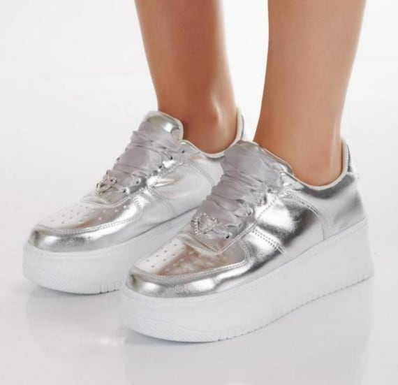 Silver Sneakers  Available in Your Choice of Color and Customization Custom Designs in Your Choice of Color and Personalized Touches Stilo
