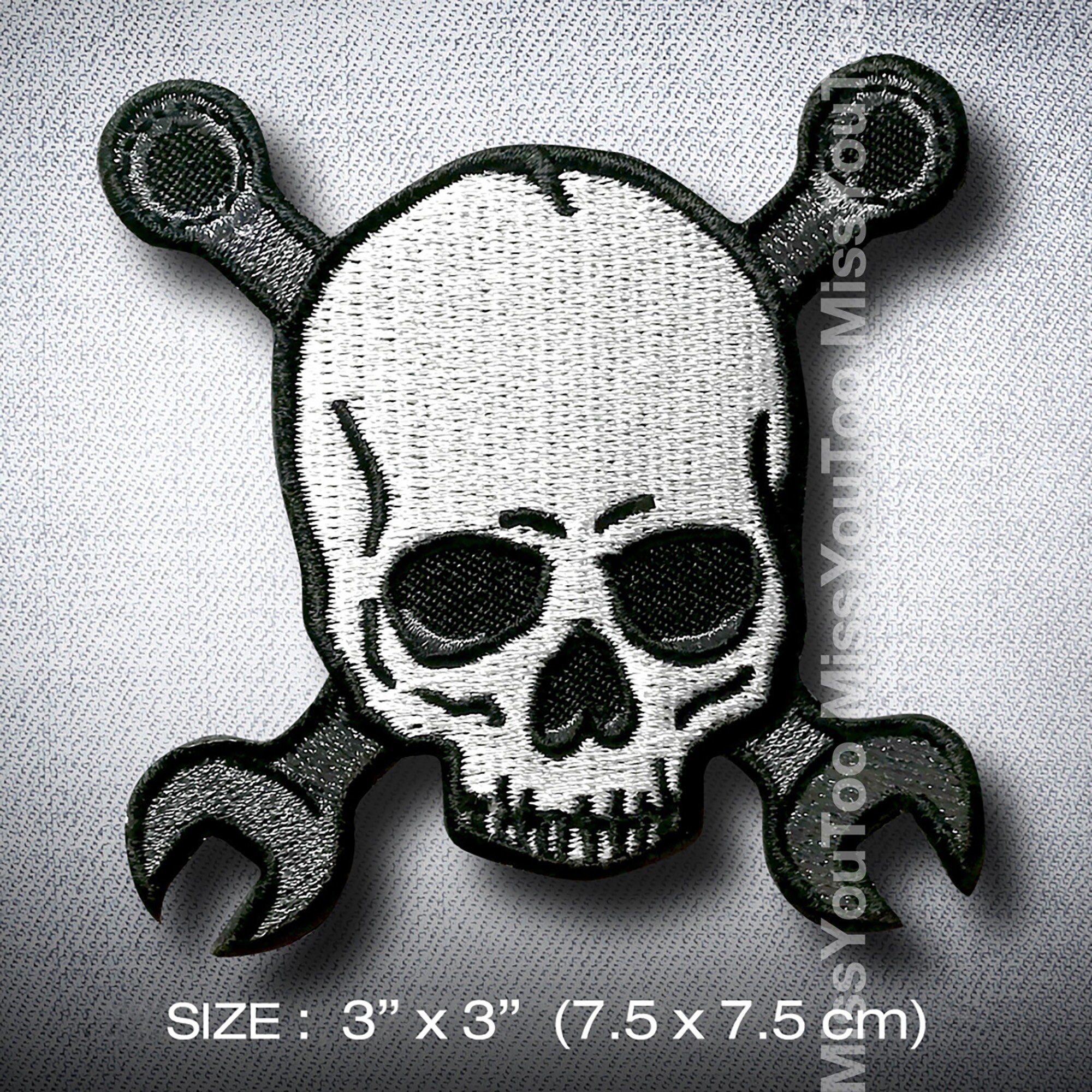 Skull Cross Wrench Patch Iron on DIY Decorate Clothing Vest Etsy