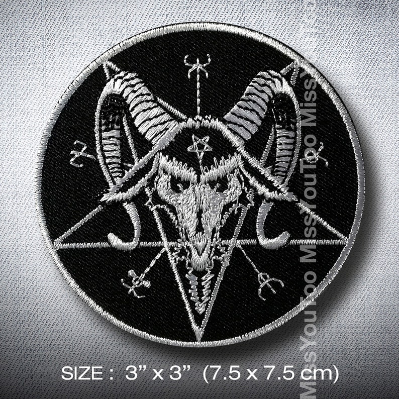 Pentagram Patch Iron on Applique Alternative DIY Clothing Jacket Jean Bag etc Accessory Biker Rider Chopper Big bike Satan Black Star Devil