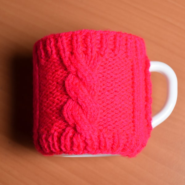 Couvre-tasse rose - Tricot fait main