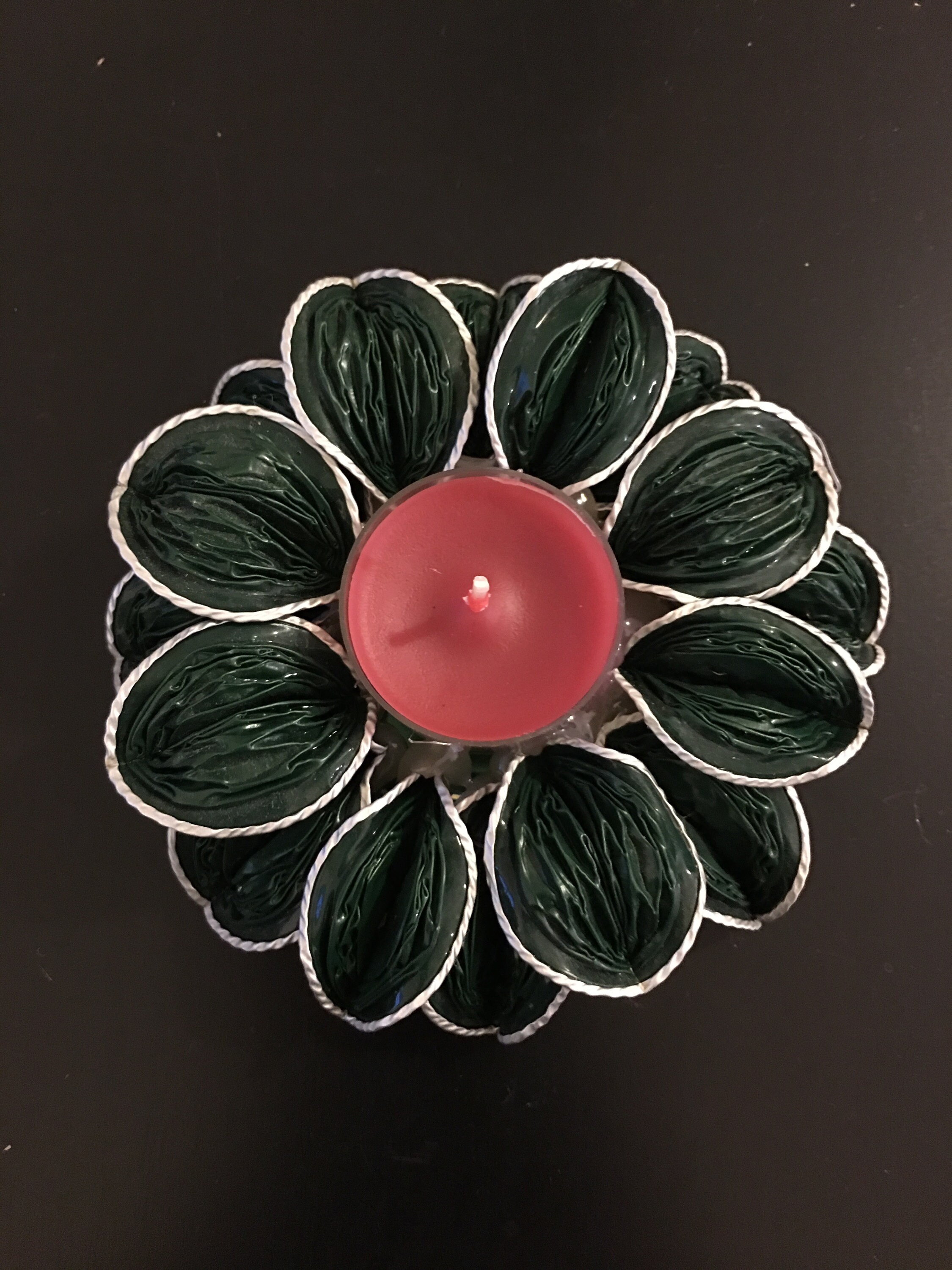 Bougeoir Vert/Bougie Framboise en Capsules Nespresso