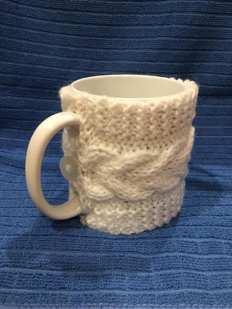 Couvre-Tasse Blanc - Tricot Fait Main