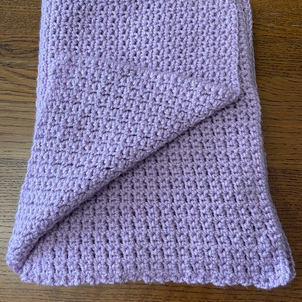 Couverture fait main au crochet - Couleur lavande