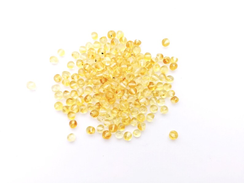 Natural Baltic Amber Loose Polished Beads Real Genuine Rounded Lemon Color