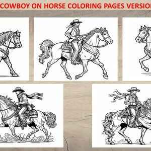 50 páginas para colorear Vaquero a caballo en formato DIN A4, formato Carta
