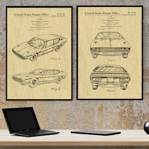 Lamborghini Espada Prints, Lamborghini Patent, Patent Print, Wall Decoration, Lamborghini Blueprint Art, Photo Prints, Gullwing