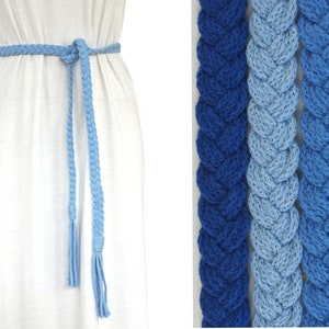 Braided Cotton Rope Cord tie-up belt in blue shade