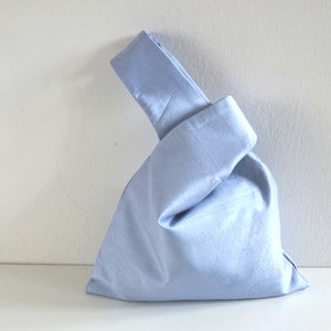 blue silk dupioni japanese knot bag