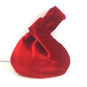 Red Japanese Velvet Knot Bag