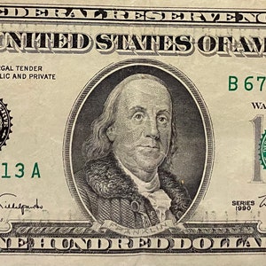 1990 Vintage 100 Dollar Bill
