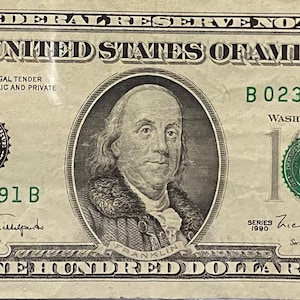 Vintage 1990 100 Dollar BIll