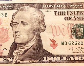Hamilton ten dollar bill on sale