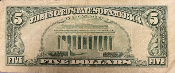 1995 Vintage 5 Dollar Bill 