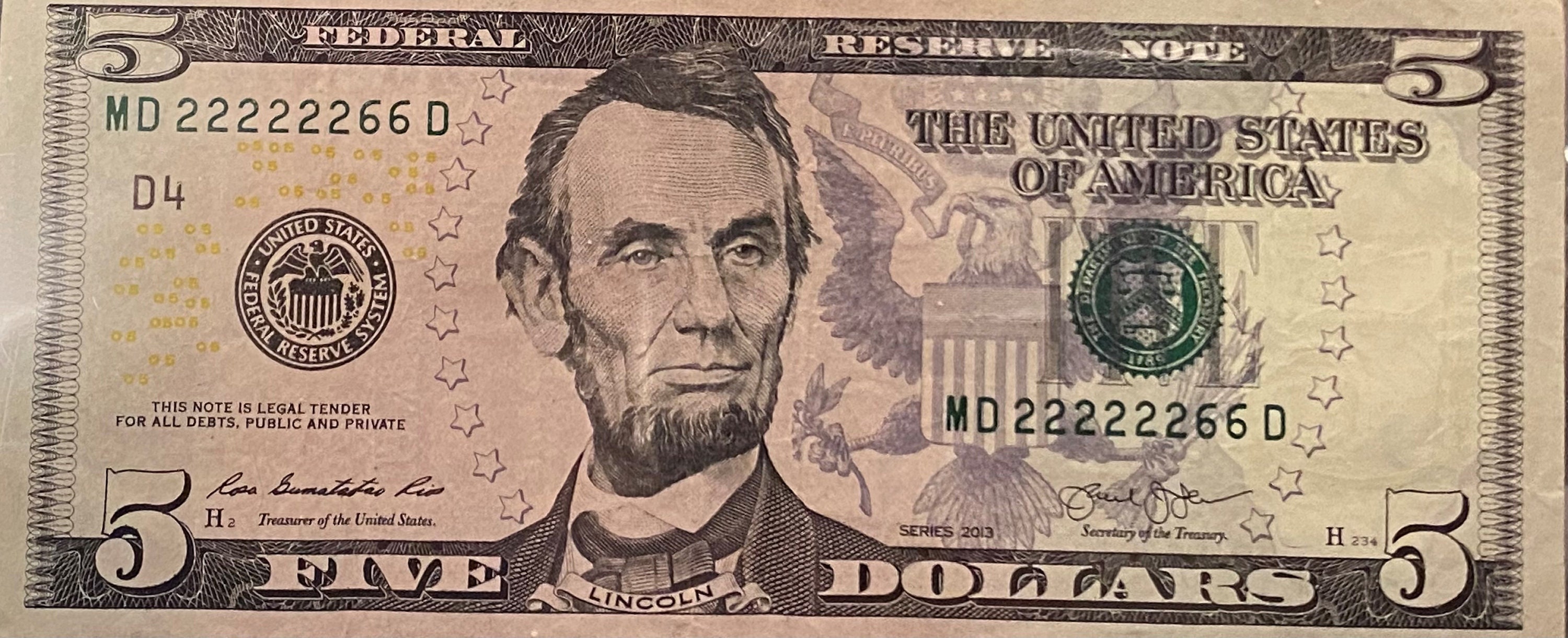 5 dollar sale note