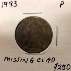 1993 Washington Quarter fehlt verkleidet obverse und umgekehrt