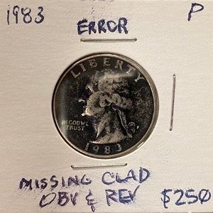 1983 D Washington Quarter fehlt verkleidet obver und rückwärts