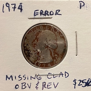 1974 P Washington Quarter fehlt verkleidet obver und rückwärts