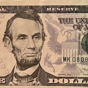 2013 Trinary 5 Dollar Bill