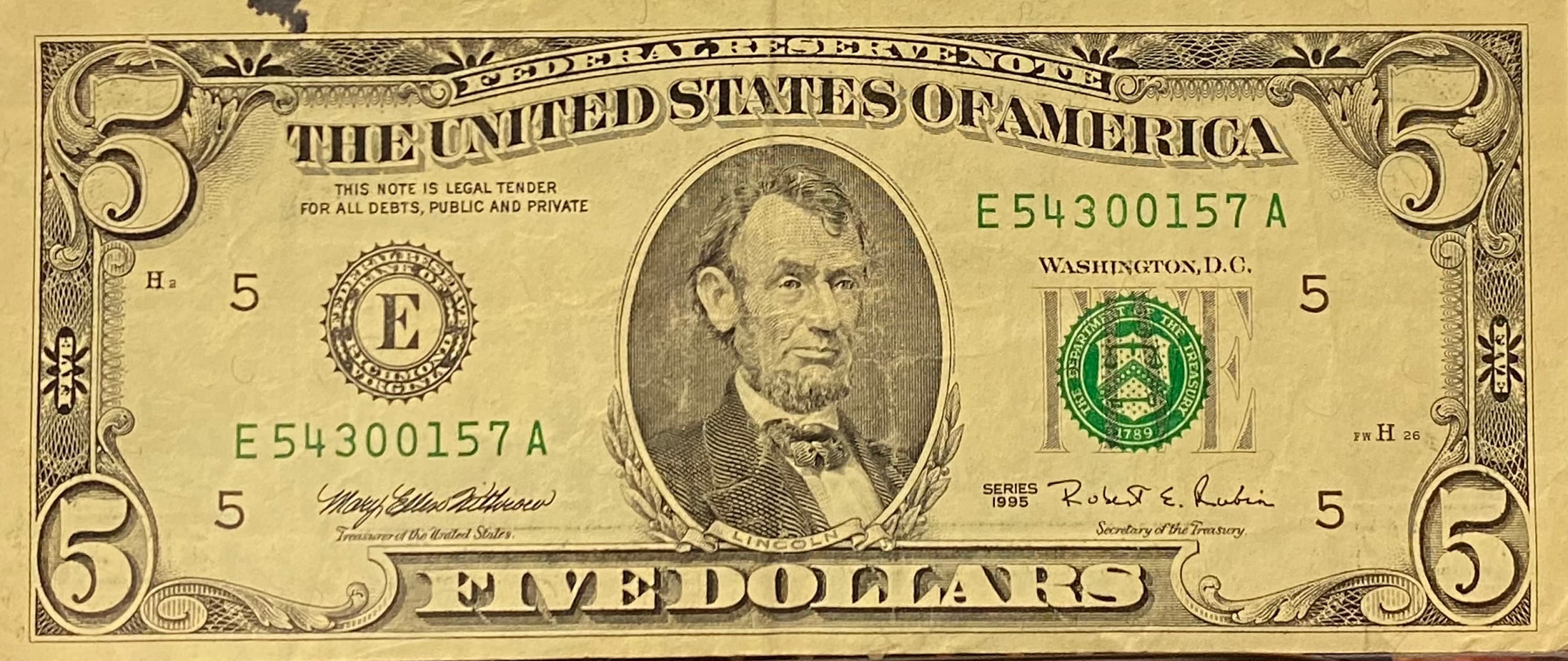 2013 Trinary 5 Dollar Bill 