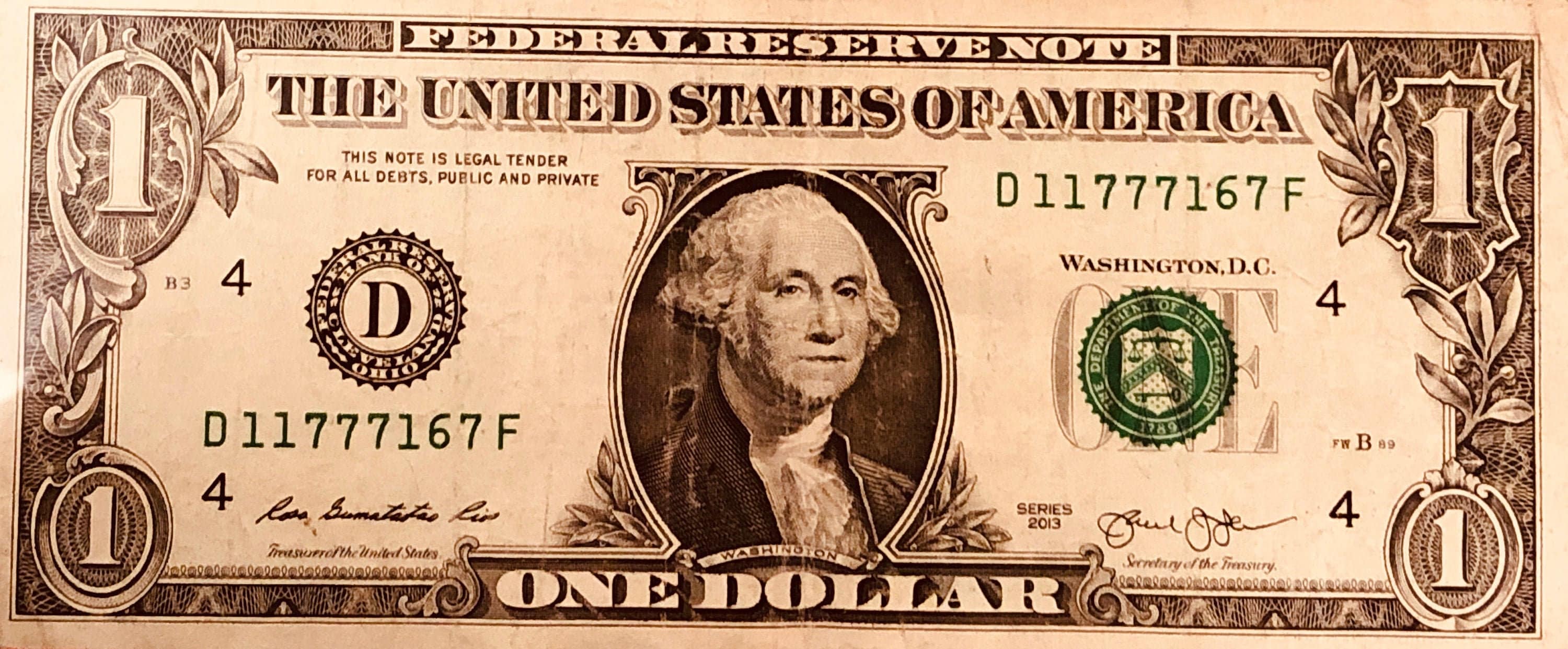 2013 Trinary 1 Dollar Bill