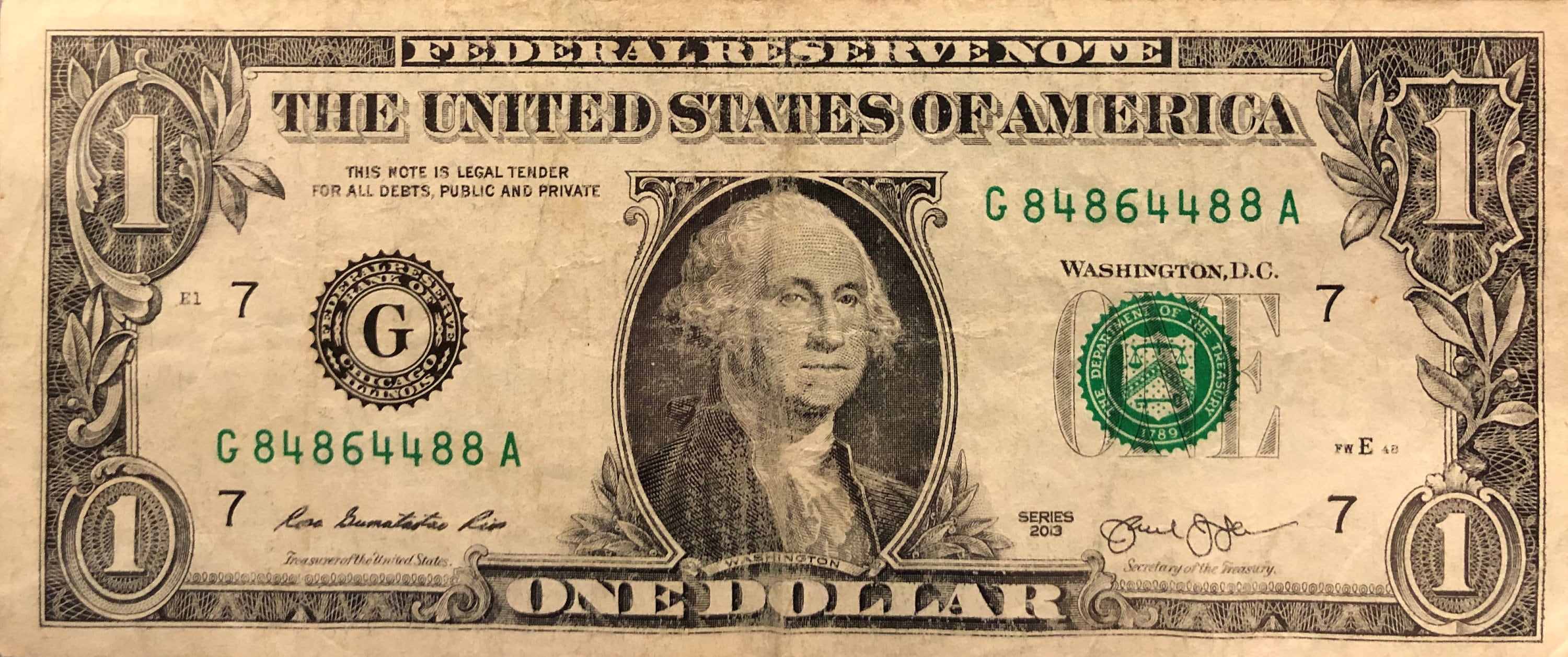 2013 Trinary 1 Dollar Bill