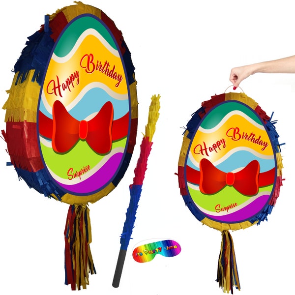 Egg Pinata with stick and blindfold surprise hunt good Friday happy bunny party bonnet basket Pascha Resurrection Sunday UK Birthday Easter