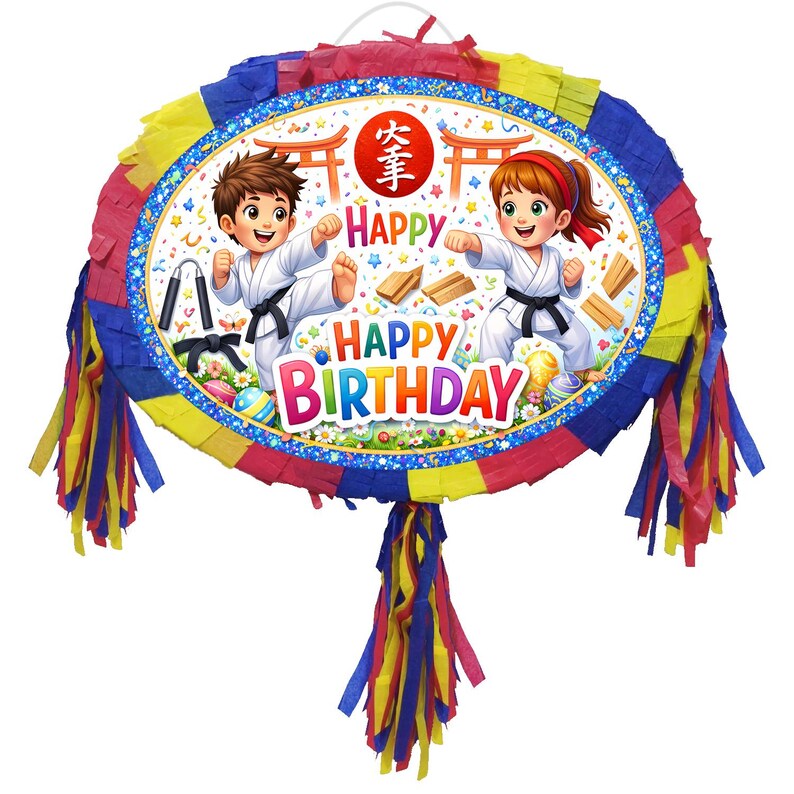 Karate Pinata Karate Theme Pinata, Happy Birthday Party Game With Stick and Blindfold ...