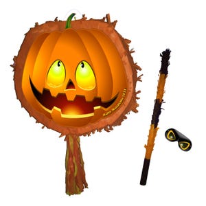 2026 pumpkin Piñata with stick Halloween theme Party pinata supplies birthday blindfold Scary Creepy happy game trick or treat good Friday