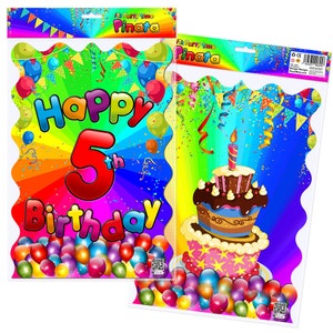 Piñata de 5.º cumpleaños con bolsa de papel para tirar de la cuerda, juego de piñata para fiesta, para niños, niñas, unisex, divertidos suministros temáticos, sorpresa del quinto cinco, cinco 5 V