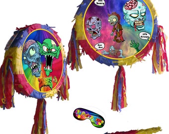 Ensemble de piñata zombie avec bâton et bandeau sur les yeux, accessoires de fête d'Halloween