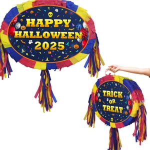 Süßes oder Saures Halloween Oval Pinata mit Stock Thema Party große Piñata Lieferungen Geburtstag Augenbinde Gruselige glücklich Spiel UK 2025 Besondere