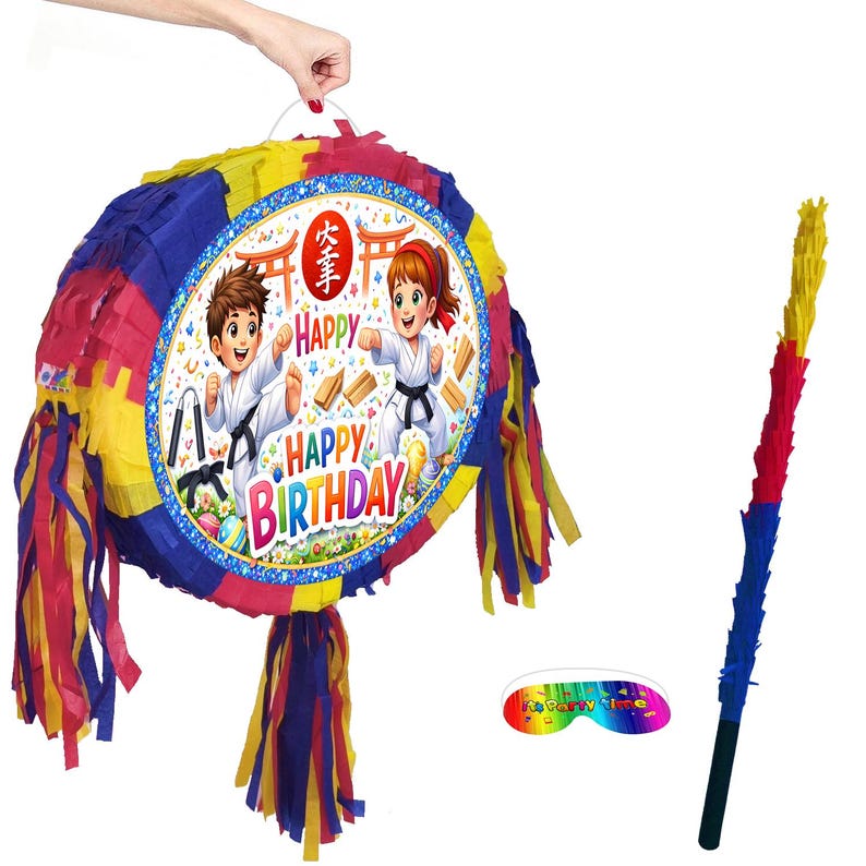 Karate Pinata Karate Theme Pinata, Happy Birthday Party Game With Stick and Blindfold ...