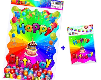 Pull String Birthday Pinata with Bunting Banner
