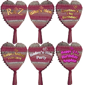 Large Heart Pinata with stick Birthday Hen Do Engagement Prom bride to be Anniversary Wedding girls night out surprise slumber party stag UK