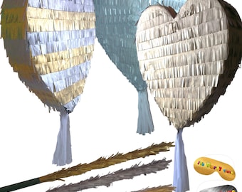 Heart Piñata with Stick and Blindfold, Custom Text Available