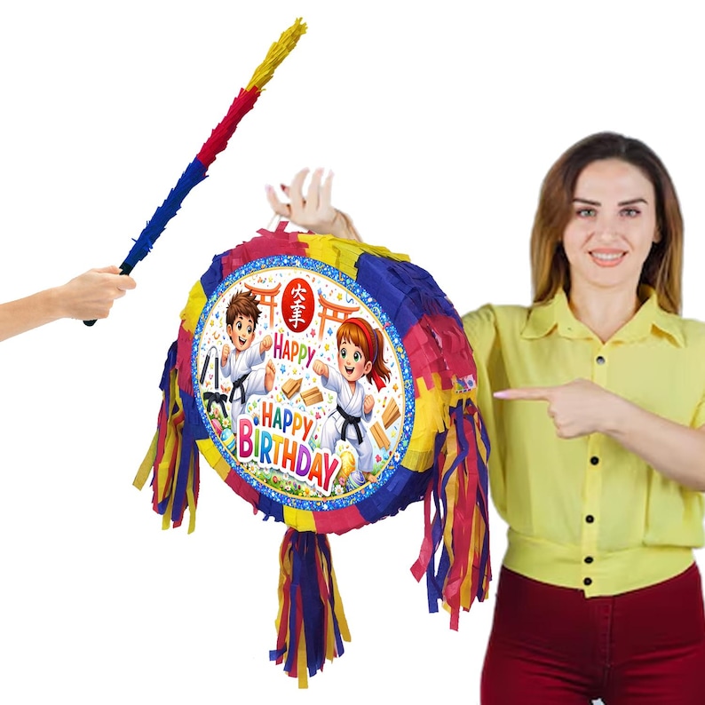 Karate Pinata Karate Theme Pinata, Happy Birthday Party Game With Stick and Blindfold ...