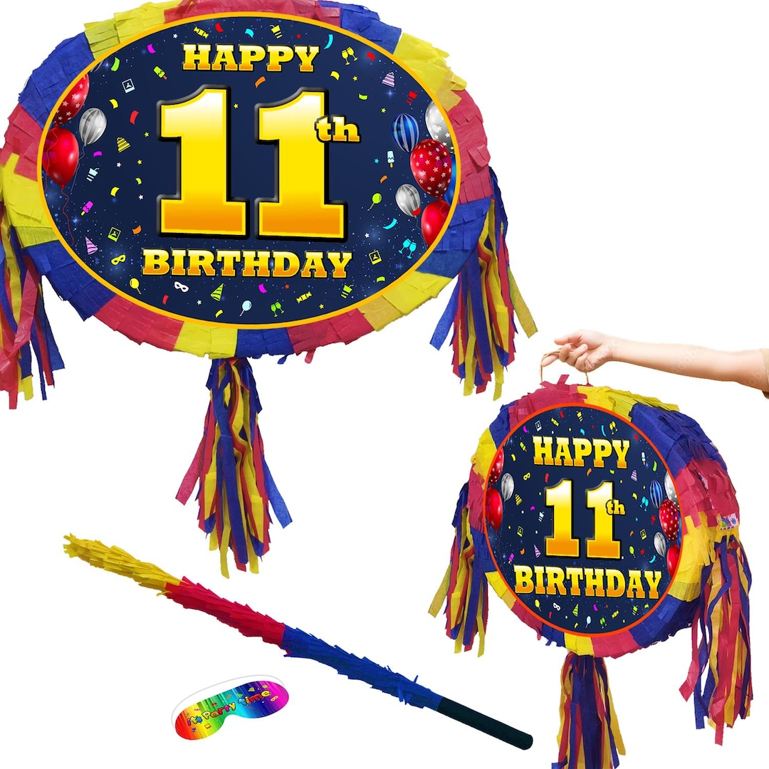 11th Birthday Pinata With Stick & Blindfold, Unisex Party Game - Etsy