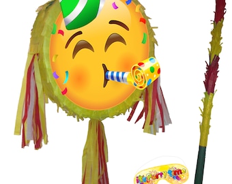 emoji party Pinata Round emoji theme piñata supplies happy Birthday Smash Game unisex greeting emotion Face UK moji funky celebrate enjoy