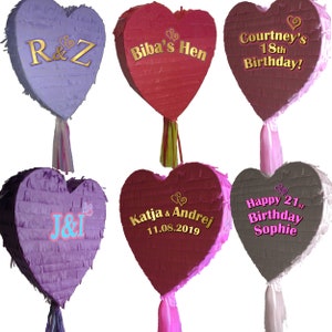 Big Love Heart smash Pinata for any Birthday Hen Engagement Prom bride to be Anniversary Wedding girls night out surprise slumber party stag
