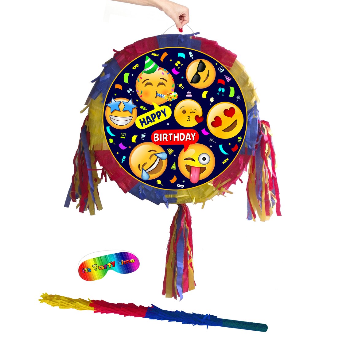 Emoji Birthday Pinata Round Theme Piñata Party Supplies Happy Smash ...