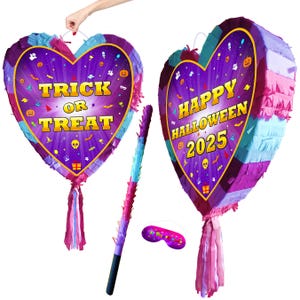 Süßes oder Saures Herz Pinata mit Stock Thema Party große Lieferungen Geburtstag Augenbinde Gruselige glücklich Spiel Halloween 2025 Spaß Piñata UK