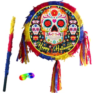 Runde Schädel Piñata set Halloween Thema Party Pinata Lieferungen Geburtstag Stick Augenbinde unheimlich gruselig glücklich Spiel trick or Treat Calavera UK