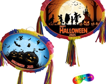 Piñata d'Halloween avec bâton et bandeau sur les yeux, jeu de société effrayant