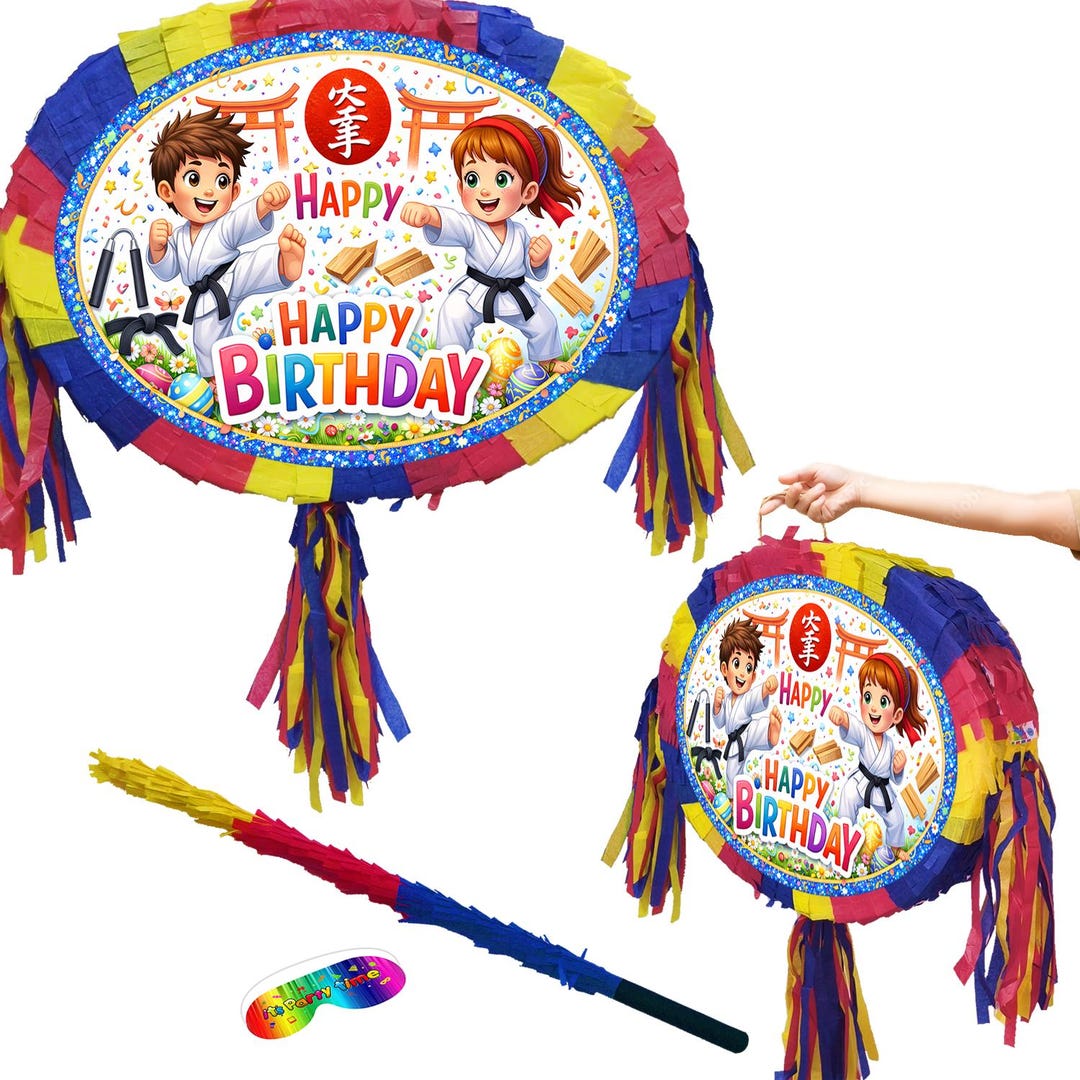 Karate Pinata Karate Theme Pinata, Happy Birthday Party Game With Stick and Blindfold ...