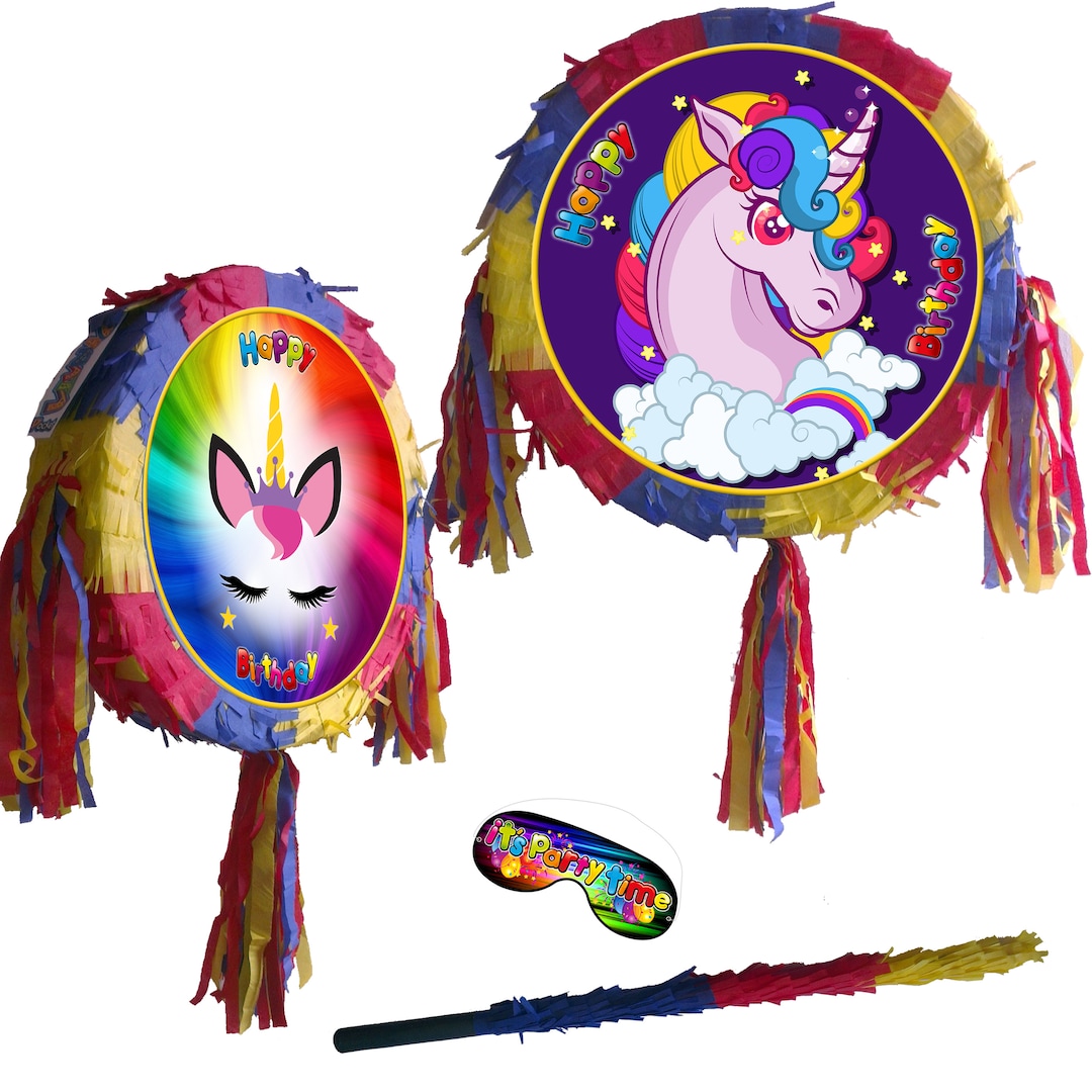 Unicorn Piñata Set Party Round Theme Pinata Supplies Happy Etsy