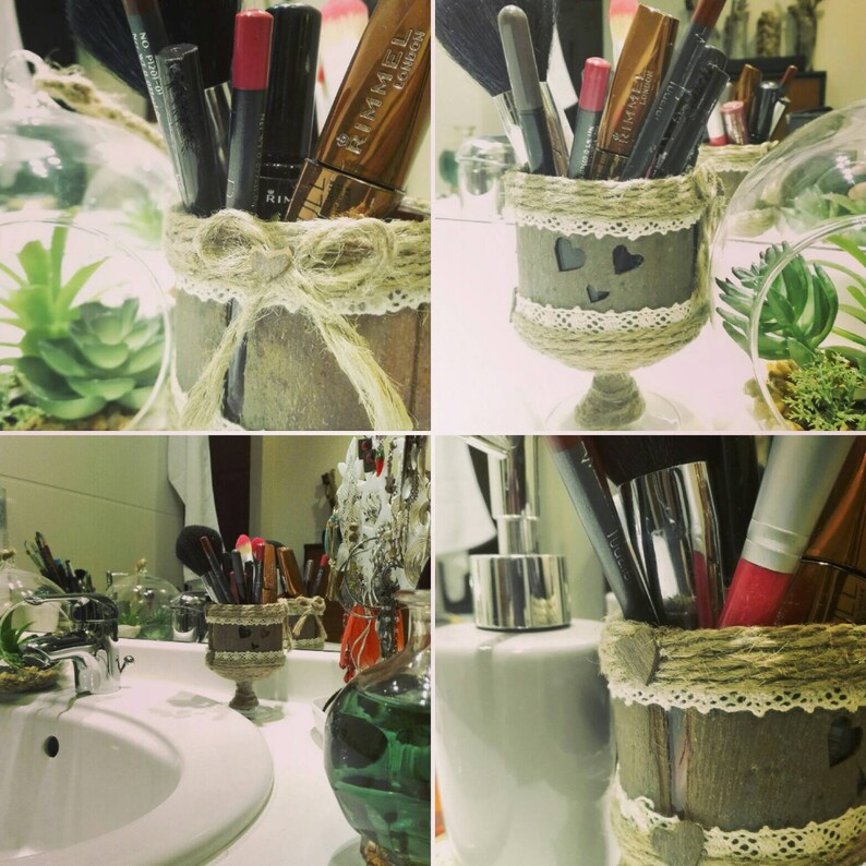 it will sublimate the piece you choose. Beautiful candle holder wood bark light hearted