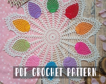 Crochet pattern for Easter doily, Instant download pdf Easter crochet doily with Easter eggs DIY English version