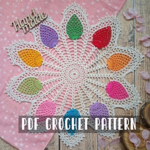 Crochet pattern for Easter doily, Instant download pdf Easter crochet doily with Easter eggs DIY English version