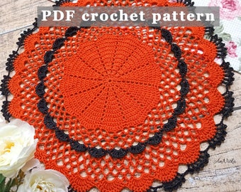 Crochet Halloween Pumpkin Doily Pattern: English DIY (PDF Download)