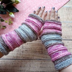Color mix fingerless knitted gloves Multi colored gloves for women Handmade mittens Winter gloves Acrylic